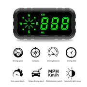 GPS Head-Up Display with Speedometer, Compass & Driving Alerts