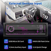 Single-DIN Bluetooth Car Stereo Receiver with USB, AUX & FM