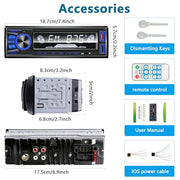 REAKOSOUND Single-DIN Bluetooth Car Stereo with FM, USB & AUX