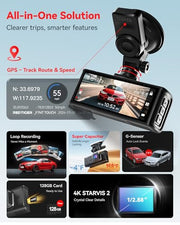 REDTIGER 4K STARVIS 2 Dash Cam Front & Rear with 5GHz WiFi