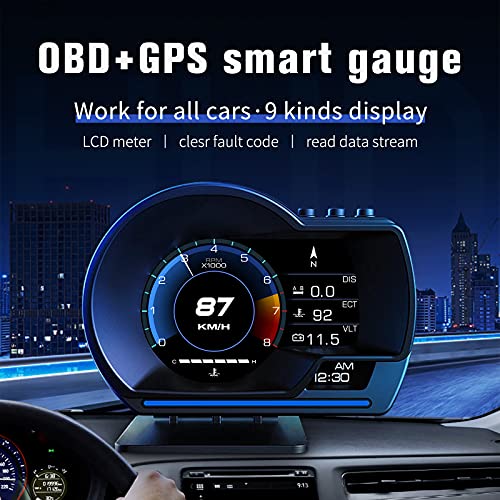 OBD2 GPS Head-Up Display with Speedometer & Driving Alerts