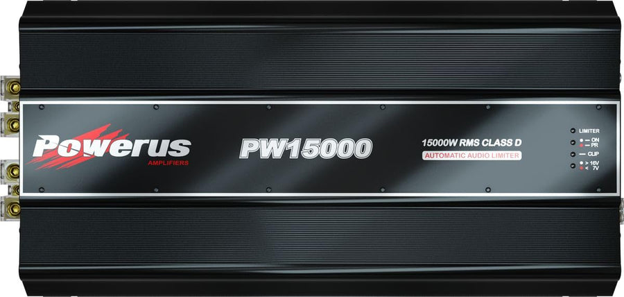 POWERUS PW15000 1-Ohm 15,000W RMS Class D Mono Car Amplifier