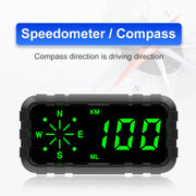 GPS Head-Up Display with Speedometer, Compass & Driving Alerts