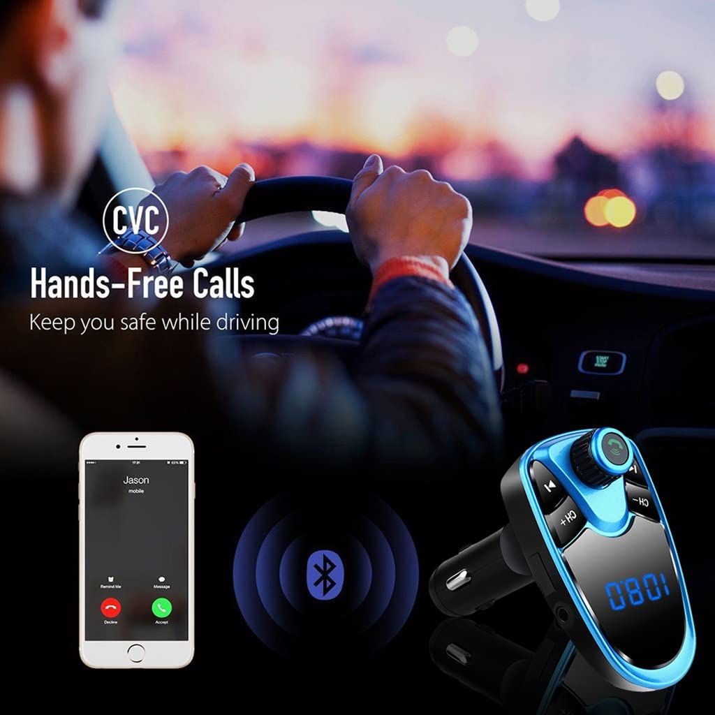 Bluetooth FM Transmitter with Dual USB Car Charger, 5V 2.1A