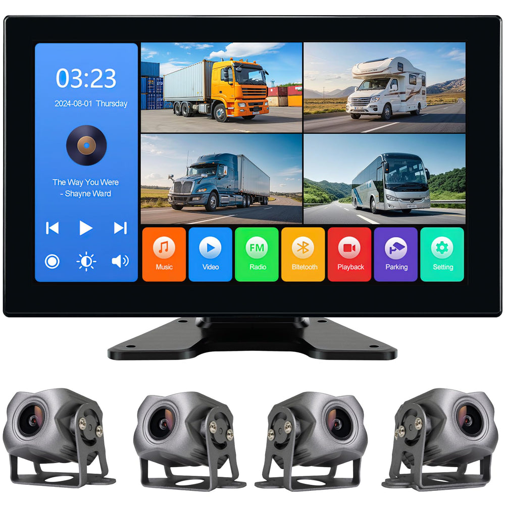 4-Channel 1080P Backup Camera System for RVs & Trucks