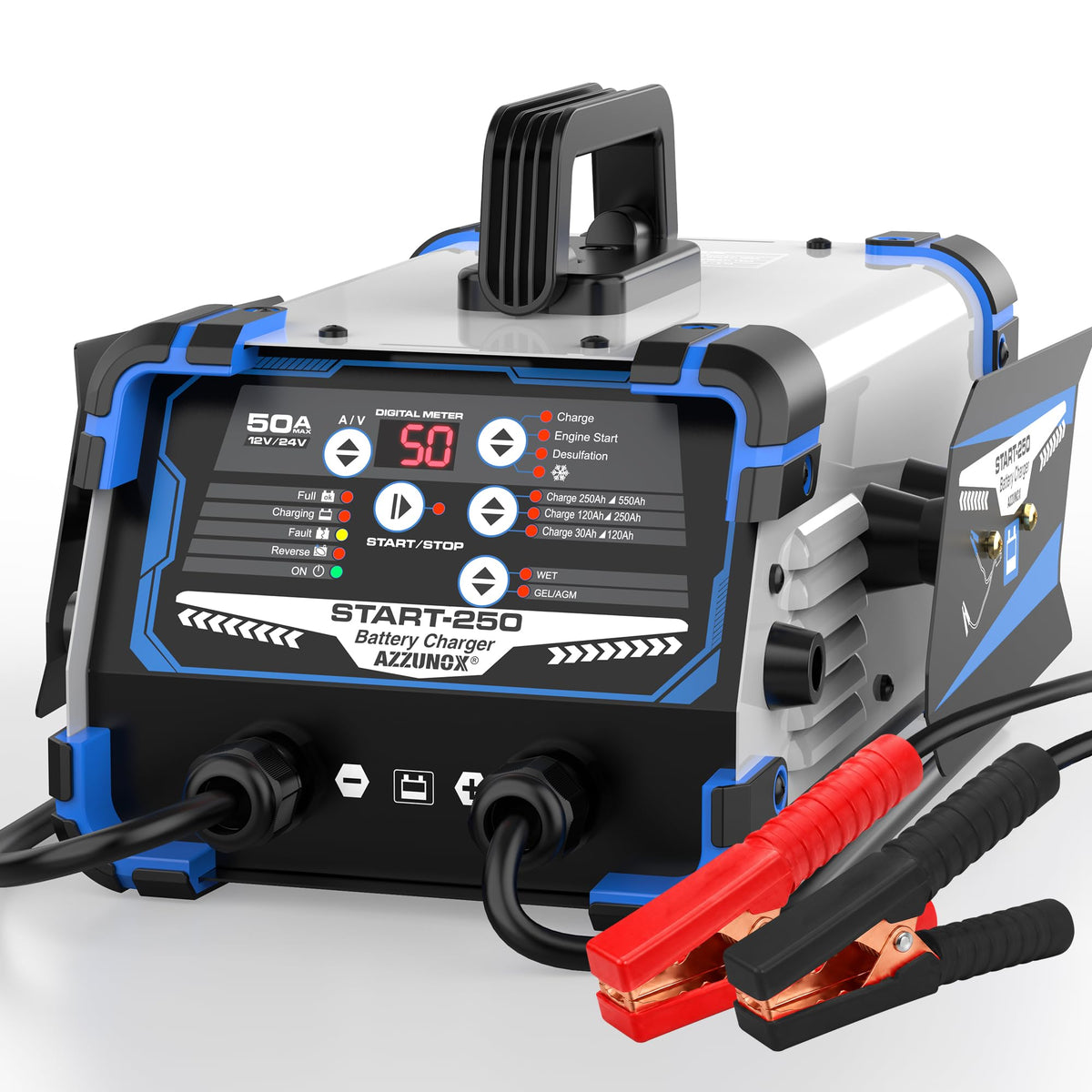 50A 12V/24V Smart Car Battery Charger & Maintainer