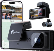 Pelsee 4K 3-Channel Dash Cam with Front Rear & Interior View