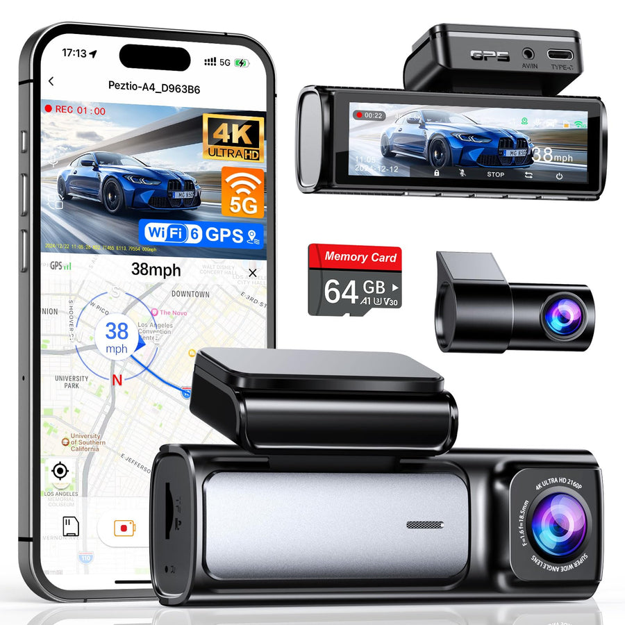 Affver 4K+2.5K Dual Dash Cam with 5G WiFi & GPS