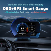 OBD2 GPS Head-Up Display with Smart Gauge & Driving Alerts