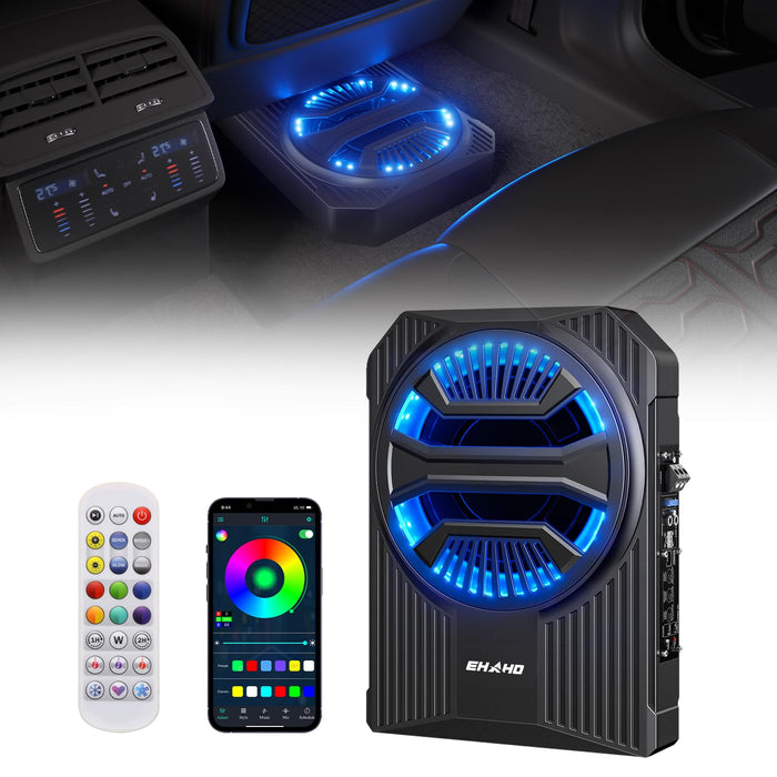Ehaho 1000W Slim Underseat Powered Car Subwoofer