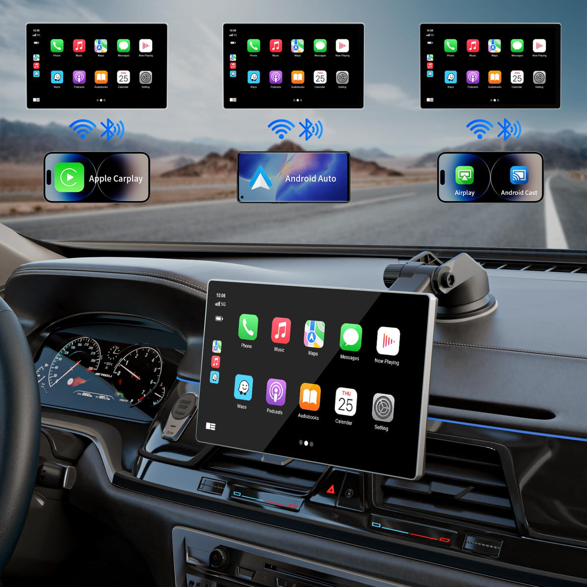 9" Wireless CarPlay Screen with 4K Dash Cam