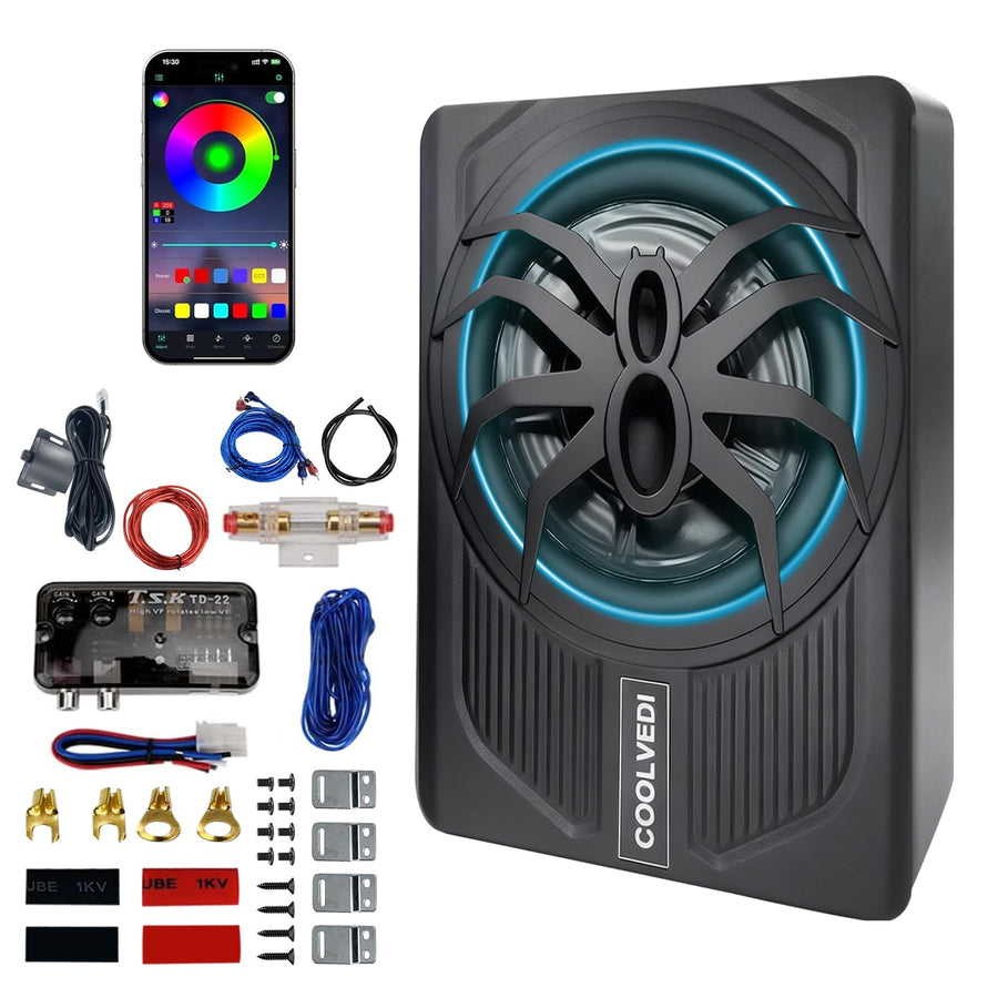 1600W 10" Under-Seat Subwoofer with Amplifier & LED Lighting