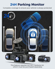 4-Channel 360° Dash Cam with 5G WiFi, GPS & 128GB Card