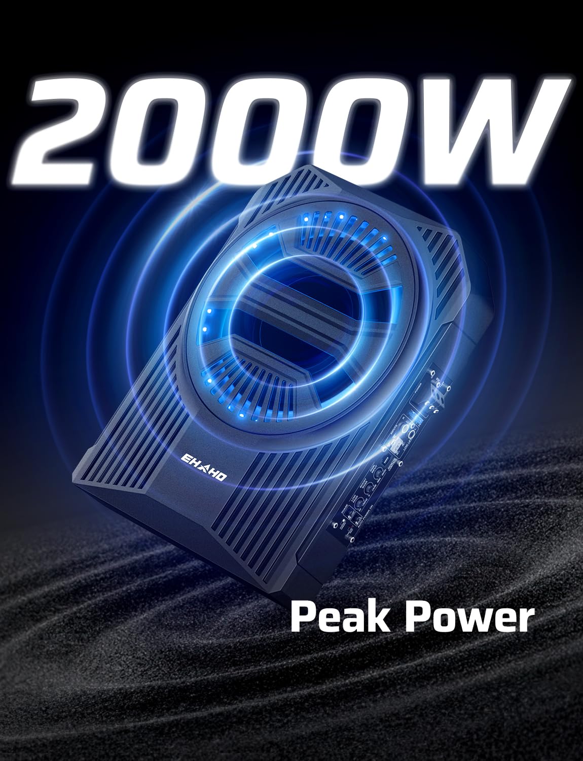 Ehaho 1000W Slim Underseat Powered Car Subwoofer