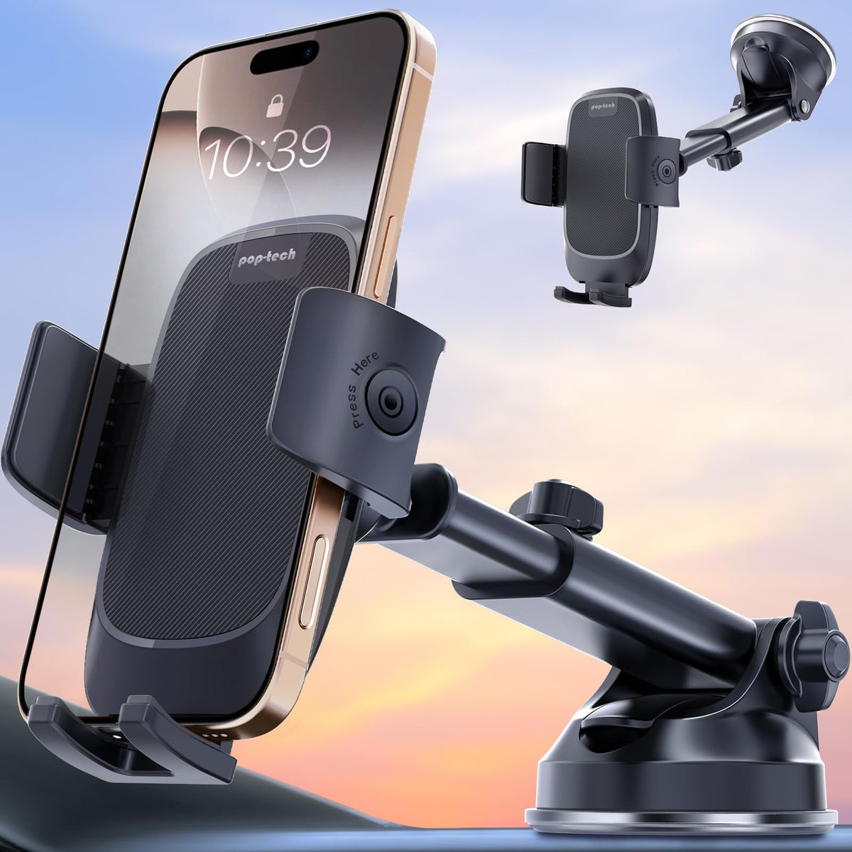 Pop-Tech Military-Grade Suction Car Phone Mount