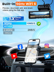 Affver 4K+2.5K Dual Dash Cam with 5G WiFi & GPS