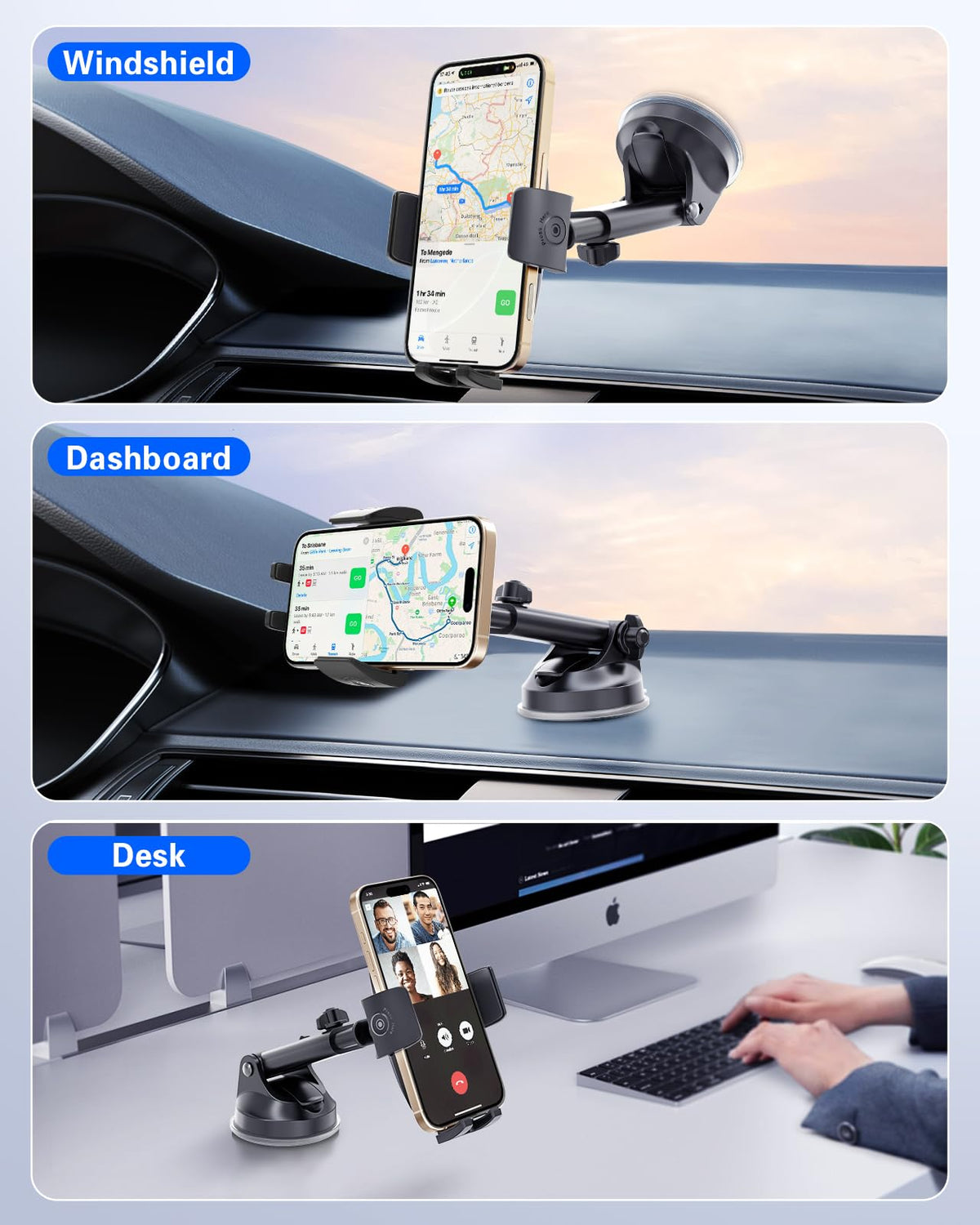 Pop-Tech Military-Grade Suction Car Phone Mount