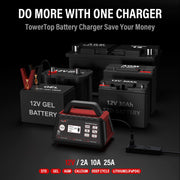 25A 12V Smart Car Battery Charger with Repair & Engine Start
