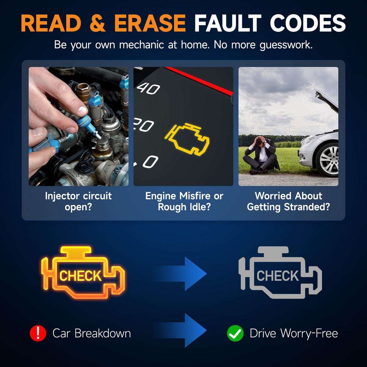 FOXWELL NT301 OBD2 Scanner with Live Data for Check Engine