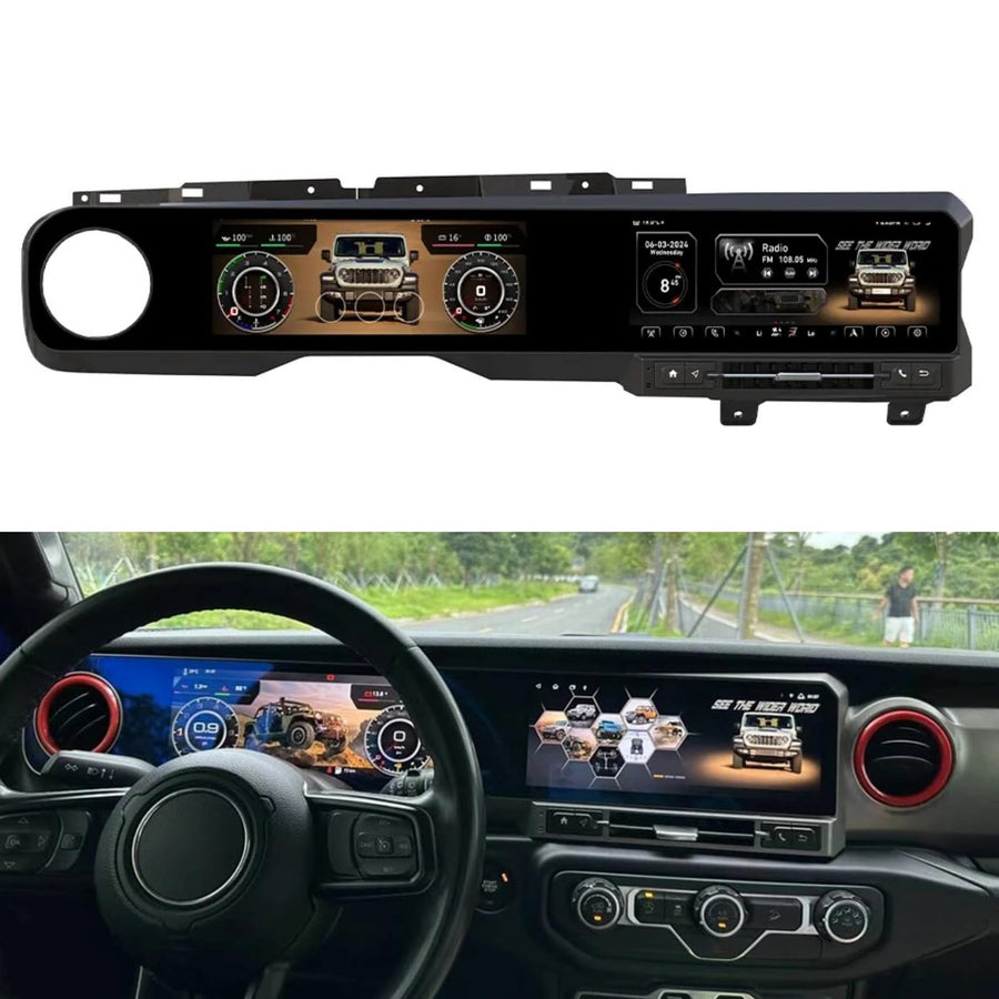 Dual-Screen Android Radio & Digital Instrument Cluster for Jeep Wrangler JL