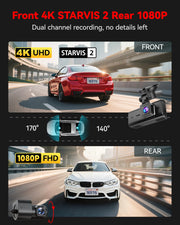 REDTIGER 4K STARVIS 2 Dash Cam Front & Rear with 5GHz WiFi
