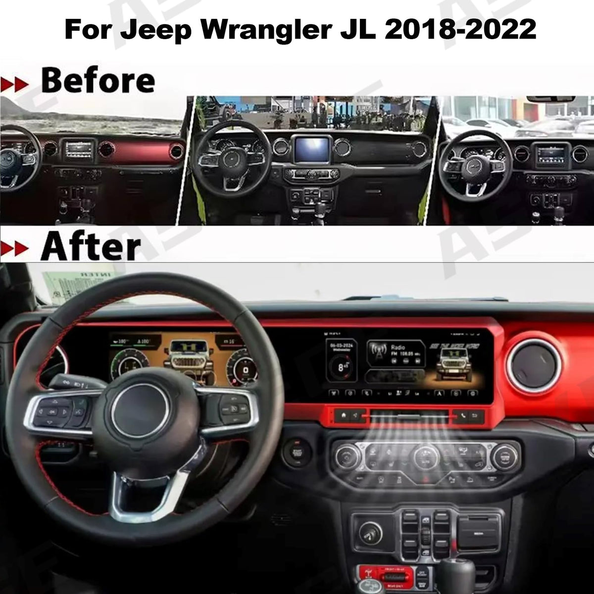 Dual-Screen Android Radio & Digital Instrument Cluster for Jeep Wrangler JL