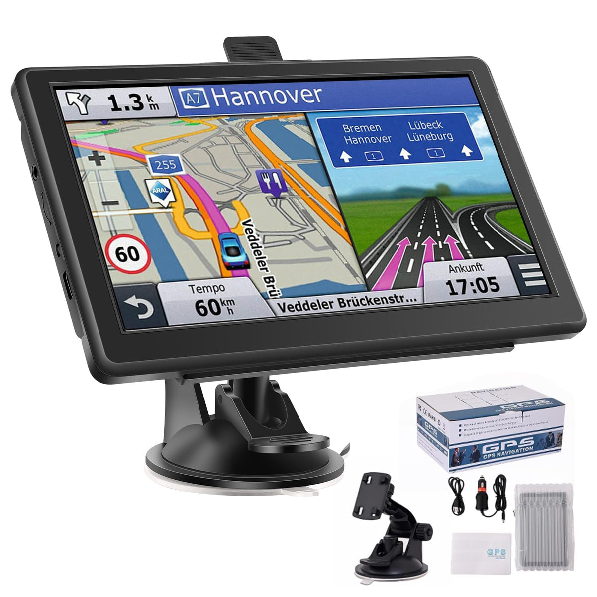 7-Inch GPS Navigator with Voice Guidance & Safety Alerts