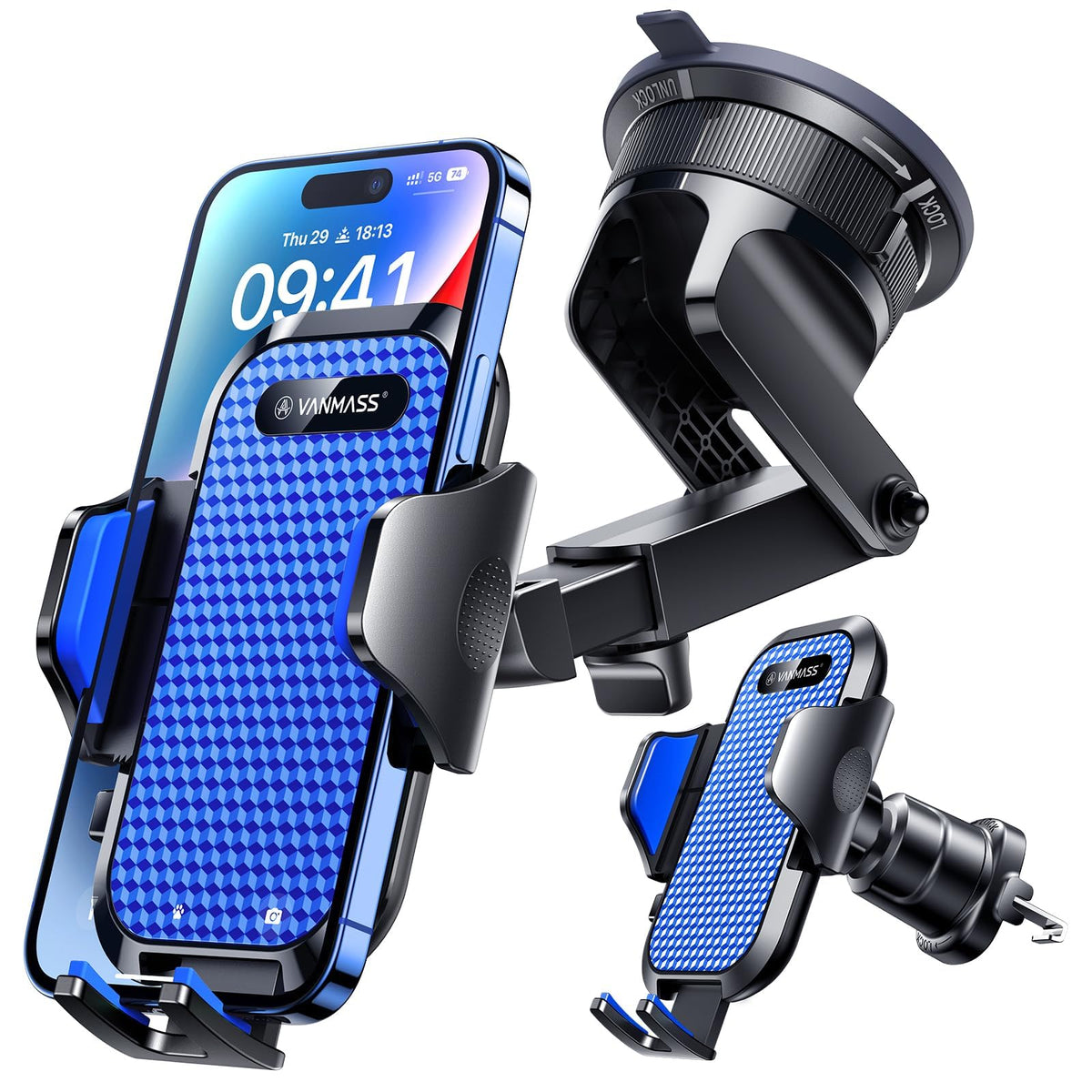Universal Car Phone Holder with Strong Suction & Adjustable Mount