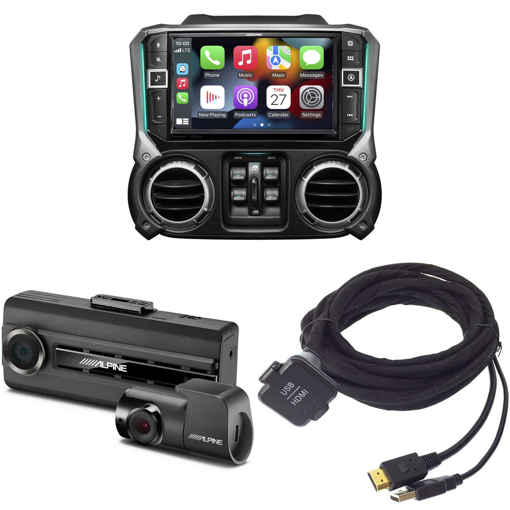 Alpine i509-WRA-JK Receiver with DVR-C310R Dash Cam Bundle