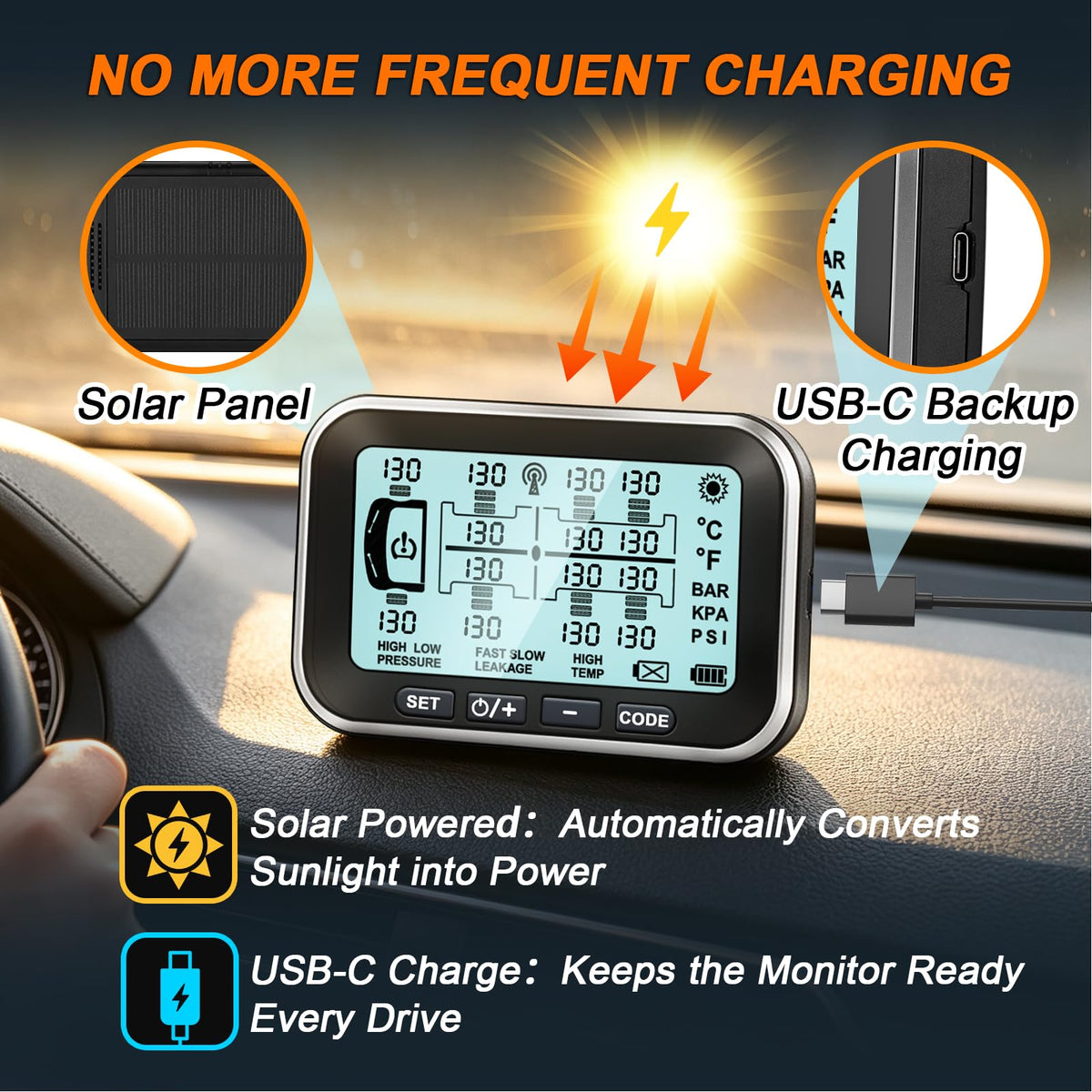 4.5" Solar TPMS for RVs & Trailers with Flow-Through Sensors