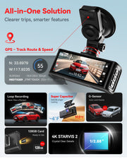 REDTIGER 4K STARVIS 2 Dash Cam Front & Rear with 5GHz WiFi